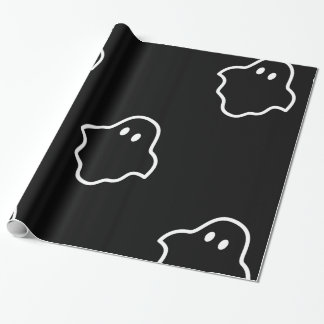 Ghost der weißen Kontur im Schwarzen Hintergrund Geschenkpapier