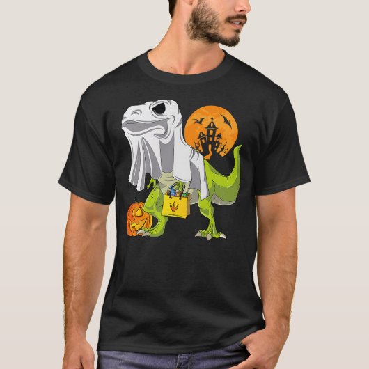 Ghost Dinosaur Funny T Rex Halloween Shirt For Boy (Vorderseite)