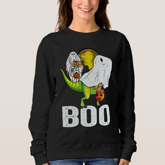 Ghost Dinosaur rex  Boo Halloween Boys Men Pumpkin Sweatshirt (Vorderseite)