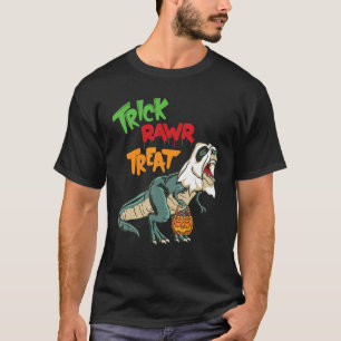 Ghost Dinosaur rex Boo Halloween Boys Men Pumpkin T-Shirt