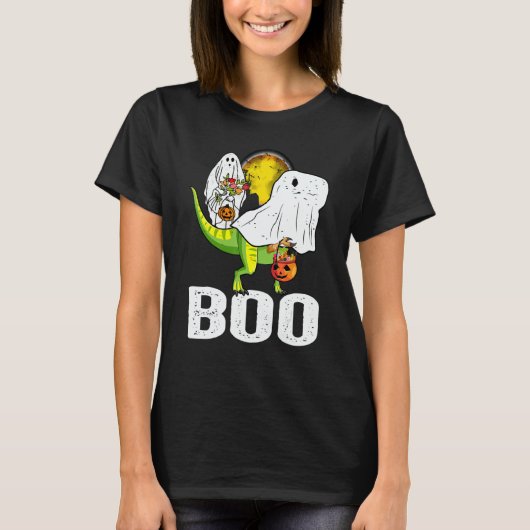 Ghost Dinosaur rex  Boo Halloween Boys Men Pumpkin T-Shirt (Vorderseite)