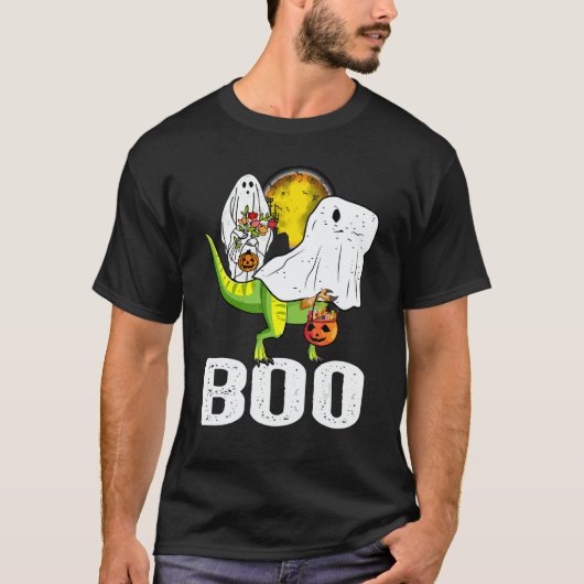 Ghost Dinosaur rex  Boo Halloween Boys Men Pumpkin T-Shirt (Vorderseite)
