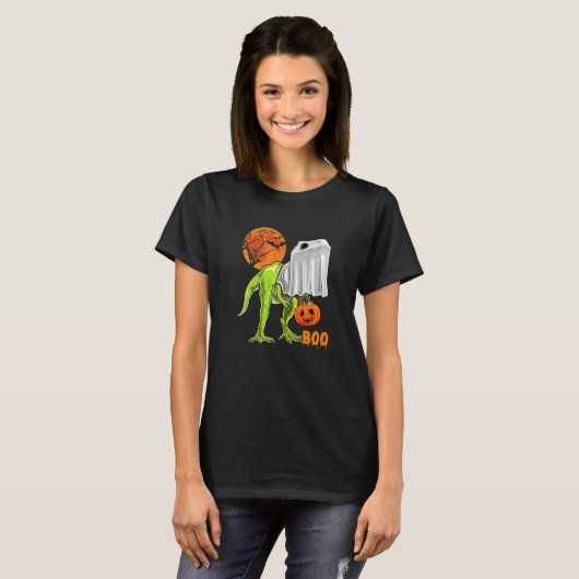 Ghost Dinosaur rex  Boo Halloween Pumpkin Boys Kid T-Shirt (Vorne ganz)