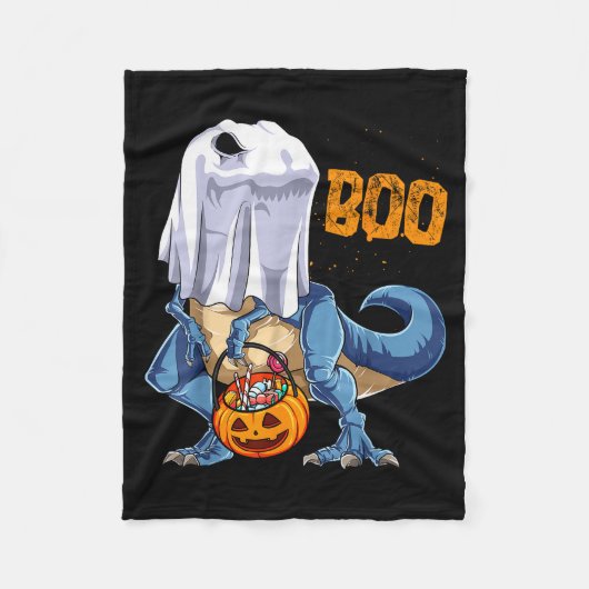 Ghost Dinosaur T Rex Funny Boo Halloween Boys Men Fleecedecke (Vorderseite)