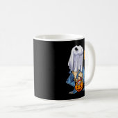 Ghost Dinosaur T Rex Funny Boo Halloween Boys Men Kaffeetasse (VorderseiteRechts)