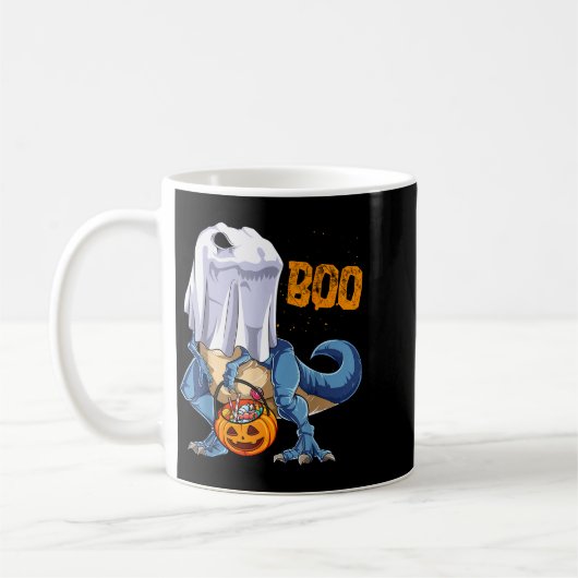 Ghost Dinosaur T Rex Funny Boo Halloween Boys Men  Kaffeetasse (Links)