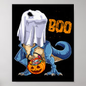 Ghost Dinosaur T Rex Funny Boo Halloween Boys Men  Poster (Vorne)