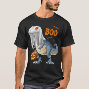 Ghost Dinosaur T rex Funny Boo Halloween Pumpkin T-Shirt