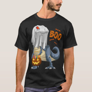 Ghost Dinosaur T rex Funny Boo Halloween Pumpkin T-Shirt