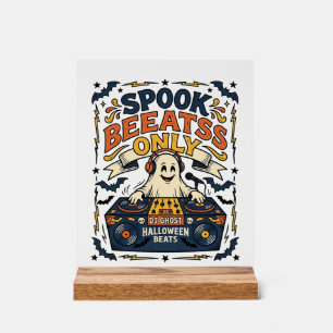 Ghost DJ Spooky Beats Vintage Gravur Halloween  Acrylschild