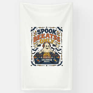 Ghost DJ Spooky Beats Vintage Gravur Halloween Banner