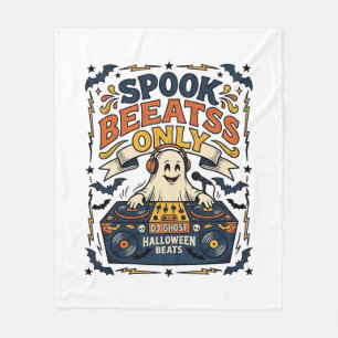 Ghost DJ Spooky Beats Vintage Gravur Halloween Fleecedecke