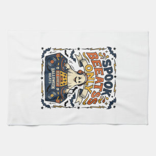 Ghost DJ Spooky Beats Vintage Gravur Halloween Geschirrtuch