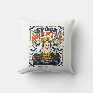 Ghost DJ Spooky Beats Vintage Gravur Halloween Kissen