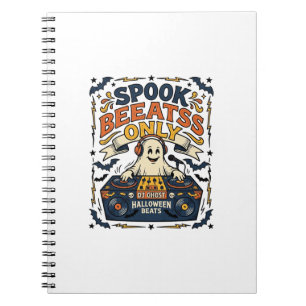 Ghost DJ Spooky Beats Vintage Gravur Halloween Notizblock