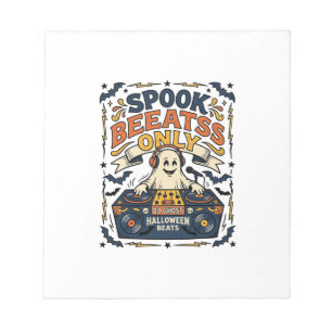 Ghost DJ Spooky Beats Vintage Gravur Halloween Notizblock