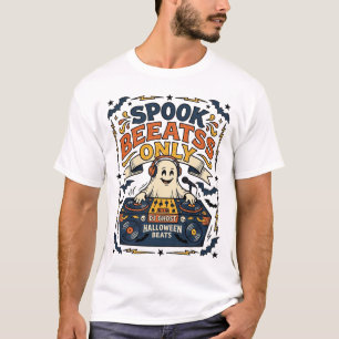 Ghost DJ Spooky Beats Vintage Gravur Halloween  T-Shirt