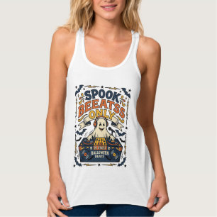 Ghost DJ Spooky Beats Vintage Gravur Halloween Tank Top