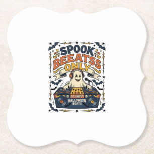 Ghost DJ Spooky Beats Vintage Gravur Halloween Untersetzer