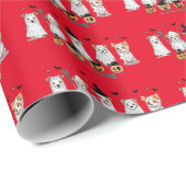 Ghost Dog Black Cat Pumpkin Halloween Geschenkpapier (Rolleneckpunkt)