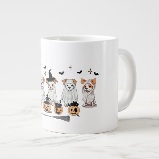 Ghost Dog Black Cat Pumpkin Halloween Jumbo-Tasse (Vorderseite Rechts)