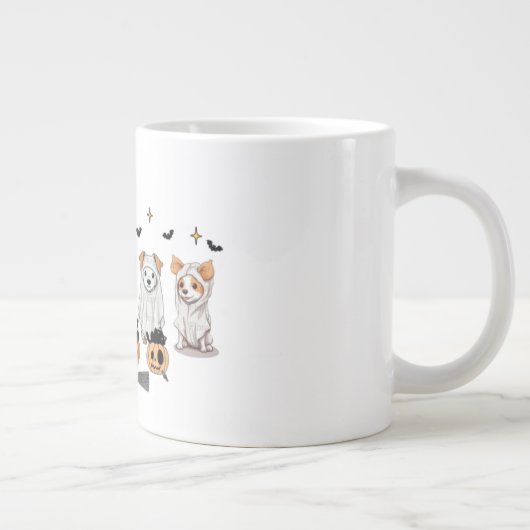 Ghost Dog Black Cat Pumpkin Halloween Jumbo-Tasse (Rechts)