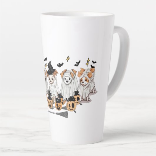 Ghost Dog Black Cat Pumpkin Halloween-Latte-Tasse Milchtasse (Rechte Ecke)