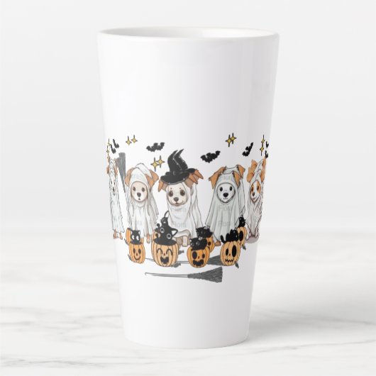 Ghost Dog Black Cat Pumpkin Halloween-Latte-Tasse Milchtasse (Vorderseite)