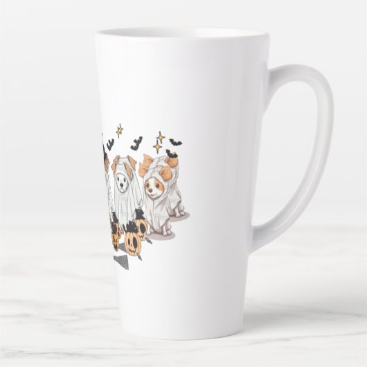 Ghost Dog Black Cat Pumpkin Halloween-Latte-Tasse Milchtasse (Rechts)