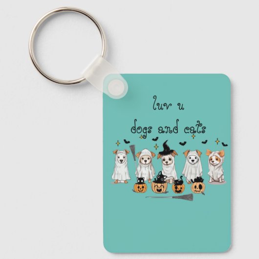 Ghost Dog Black Cat Pumpkin Halloween Schlüsselanhänger (Vorderseite)