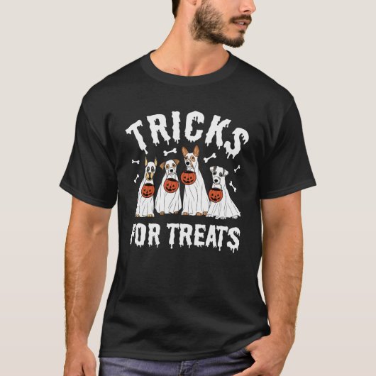 Ghost Dog Trick oder Treat Halloween Spooky Saison T-Shirt (Vorderseite)