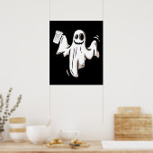 Ghost Drink Beer Funny Halloween Poster (Küche)