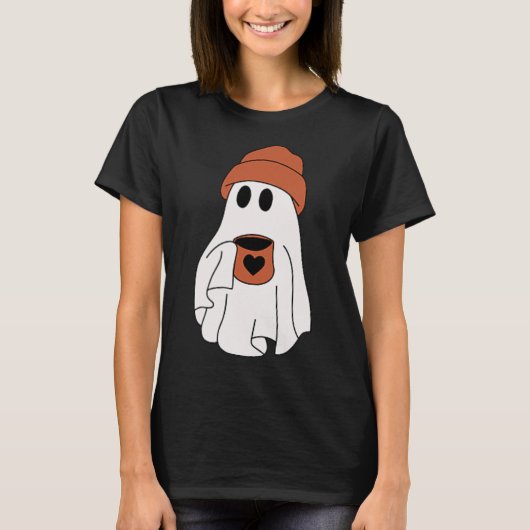 Ghost Drink-Kaffee lustiges Halloween Kostümkostüm T-Shirt (Vorderseite)