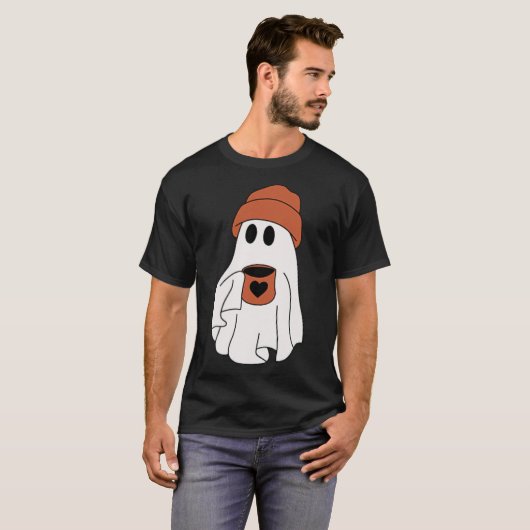 Ghost Drink-Kaffee lustiges Halloween Kostümkostüm T-Shirt (Vorne ganz)