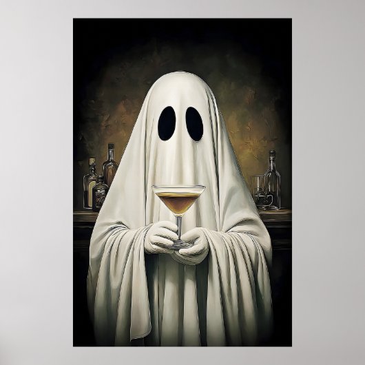 Ghost Drinking Cocktail Espresso Martini Print Poster (Vorne)