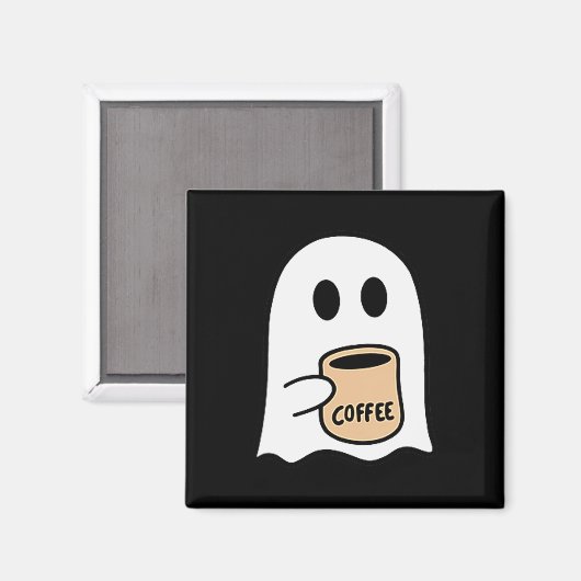 Ghost Drinking Coffee Funny Halloween Costume Coff Magnet (Vorderseite/Rückseite)