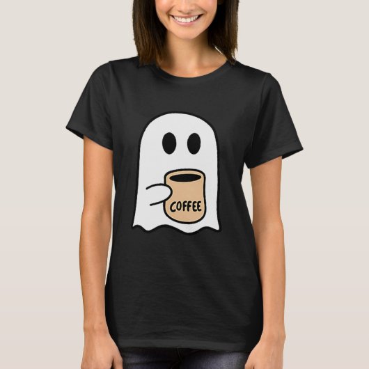 Ghost Drinking Coffee Funny Halloween Costume Coff T-Shirt (Vorderseite)