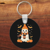 Ghost Drinking Coffee Halloween Cute Ghost Ice Cof Schlüsselanhänger (Vorderseite)
