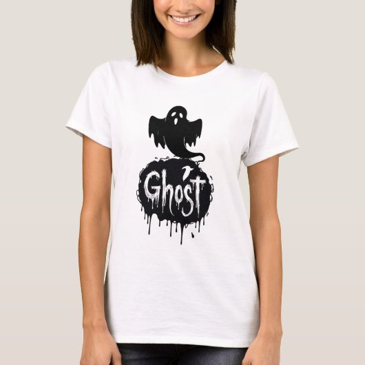 Ghost – Dunkle Horrortropfen-Textkunst T-Shirt (Vorderseite)