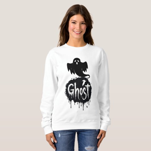 Ghost – Dunkle Horrortropfende Textkunst Sweatshirt (Vorne ganz)