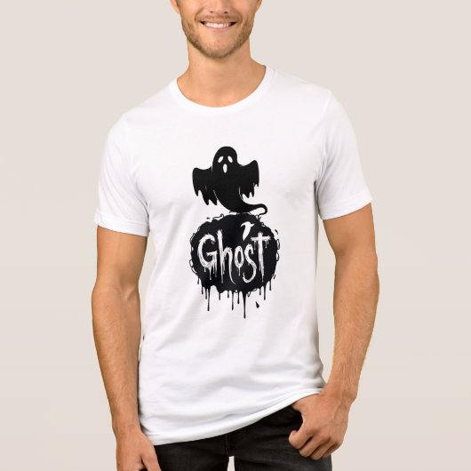 Ghost – Dunkle Horrortropftext-Kunst Tri-Blend Shirt (Vorderseite)
