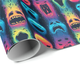 Ghost Emoji Glow - Spuk Neon Spirit Gesichter Geschenkpapier