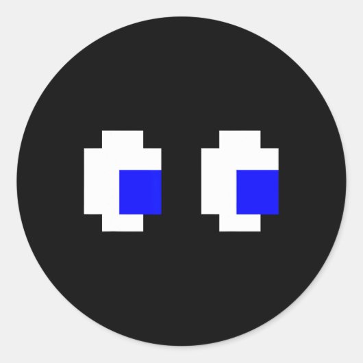 Ghost Eyes Pixel Arcade Video Game 8-Bit Matching Runder Aufkleber (Vorderseite)