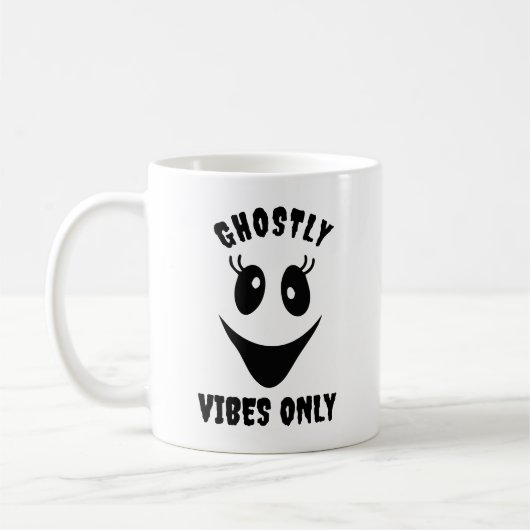 Ghost Face Ghostly Vibes Only Custom Halloween Kaffeetasse (Links)