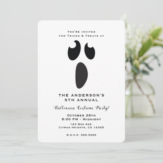 Ghost Face Halloween-Party Trick oder Treat Party Einladung (Stehend Vorderseite)