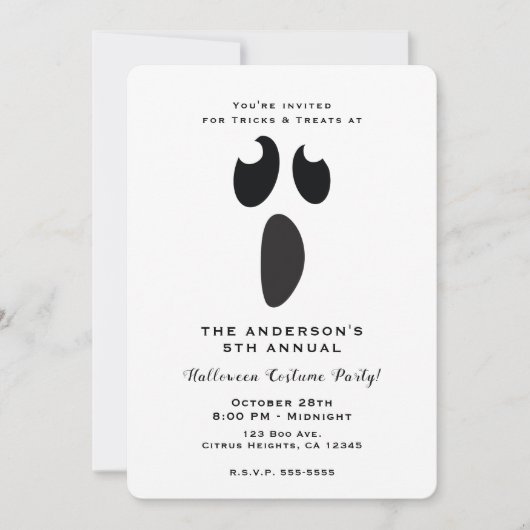Ghost Face Halloween-Party Trick oder Treat Party Einladung (Vorderseite)