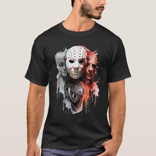 Ghost Face, Michael, Jason und Freddy Krueger T-Shirt (Vorderseite)
