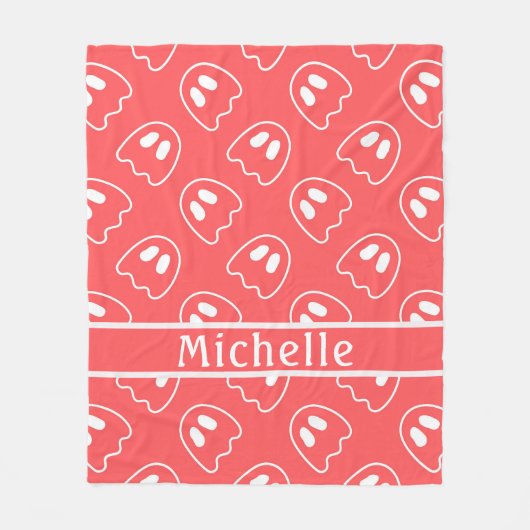 Ghost Face Pattern Coral Fleecedecke (Vorderseite)