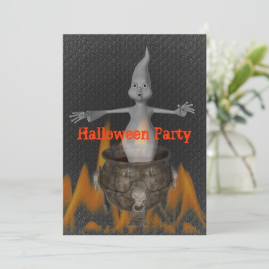 Ghost Flames Halloween Einladung (Stehend Vorderseite)