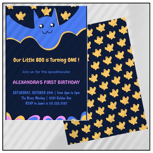 Ghost Flying bat Little Boo Halloween 1. Geburtsta Einladung